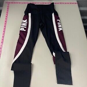 PINK Victoria's Secret ULTIMATE Leggings Black/ White Logo Womens